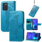 For Infinix Note 10 Pro Butterfly Love Flower Embossed Horizontal Flip Leather Case with Holder & Card Slots & Wallet & Lanyard(Blue) - 1