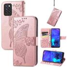 For Infinix Note 10 Pro Butterfly Love Flower Embossed Horizontal Flip Leather Case with Holder & Card Slots & Wallet & Lanyard(Rose Gold) - 1