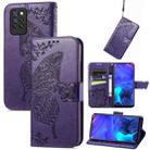 For Infinix Note 10 Pro Butterfly Love Flower Embossed Horizontal Flip Leather Case with Holder & Card Slots & Wallet & Lanyard(Dark Purple) - 1