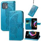 For Motorola Moto Edge 20 Lite Butterfly Love Flower Embossed Horizontal Flip Leather Case with Holder & Card Slots & Wallet & Lanyard(Blue) - 1