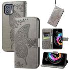 For Motorola Moto Edge 20 Lite Butterfly Love Flower Embossed Horizontal Flip Leather Case with Holder & Card Slots & Wallet & Lanyard(Gray) - 1