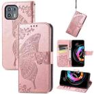 For Motorola Moto Edge 20 Lite Butterfly Love Flower Embossed Horizontal Flip Leather Case with Holder & Card Slots & Wallet & Lanyard(Rose Gold) - 1