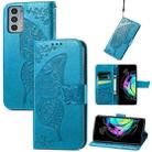 For Motorola Moto Edge 20 Butterfly Love Flower Embossed Horizontal Flip Leather Case with Holder & Card Slots & Wallet & Lanyard(Blue) - 1