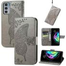 For Motorola Moto Edge 20 Butterfly Love Flower Embossed Horizontal Flip Leather Case with Holder & Card Slots & Wallet & Lanyard(Gray) - 1