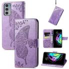 For Motorola Moto Edge 20 Butterfly Love Flower Embossed Horizontal Flip Leather Case with Holder & Card Slots & Wallet & Lanyard(Light Purple) - 1