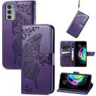 For Motorola Moto Edge 20 Butterfly Love Flower Embossed Horizontal Flip Leather Case with Holder & Card Slots & Wallet & Lanyard(Dark Purple) - 1