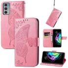 For Motorola Moto Edge 20 Butterfly Love Flower Embossed Horizontal Flip Leather Case with Holder & Card Slots & Wallet & Lanyard(Pink) - 1