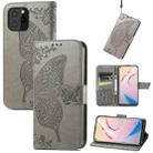 For Oukitel C21 Pro Butterfly Love Flower Embossed Horizontal Flip Leather Case with Holder & Card Slots & Wallet & Lanyard(Gray) - 1