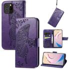 For Oukitel C21 Pro Butterfly Love Flower Embossed Horizontal Flip Leather Case with Holder & Card Slots & Wallet & Lanyard(Dark Purple) - 1