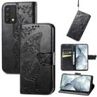 For OPPO Realme GT Master Butterfly Love Flower Embossed Horizontal Flip Leather Case with Holder & Card Slots & Wallet & Lanyard(Black) - 1