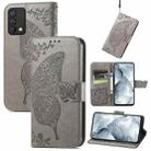 For OPPO Realme GT Master Butterfly Love Flower Embossed Horizontal Flip Leather Case with Holder & Card Slots & Wallet & Lanyard(Gray) - 1