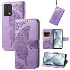 For OPPO Realme GT Master Butterfly Love Flower Embossed Horizontal Flip Leather Case with Holder & Card Slots & Wallet & Lanyard(Light Purple) - 1