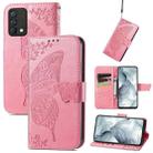 For OPPO Realme GT Master Butterfly Love Flower Embossed Horizontal Flip Leather Case with Holder & Card Slots & Wallet & Lanyard(Pink) - 1