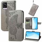 For vivo S7 Butterfly Love Flower Embossed Horizontal Flip Leather Case with Holder & Card Slots & Wallet & Lanyard(Gray) - 1