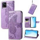 For vivo S7 Butterfly Love Flower Embossed Horizontal Flip Leather Case with Holder & Card Slots & Wallet & Lanyard(Light Purple) - 1