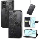 For ZTE Axon 30 5G Butterfly Love Flower Embossed Horizontal Flip Leather Case with Holder & Card Slots & Wallet & Lanyard(Black) - 1