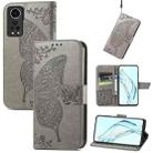 For ZTE Axon 30 5G Butterfly Love Flower Embossed Horizontal Flip Leather Case with Holder & Card Slots & Wallet & Lanyard(Gray) - 1