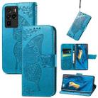 For ZTE Nubia Z30 Pro Butterfly Love Flower Embossed Horizontal Flip Leather Case with Holder & Card Slots & Wallet & Lanyard(Blue) - 1