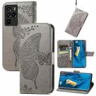 For ZTE Nubia Z30 Pro Butterfly Love Flower Embossed Horizontal Flip Leather Case with Holder & Card Slots & Wallet & Lanyard(Gray) - 1