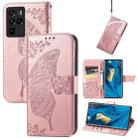 For ZTE Nubia Z30 Pro Butterfly Love Flower Embossed Horizontal Flip Leather Case with Holder & Card Slots & Wallet & Lanyard(Rose Gold) - 1