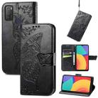 For Alcatel 1S 2021 Butterfly Love Flower Embossed Horizontal Flip Leather Case with Holder & Card Slots & Wallet & Lanyard(Black) - 1