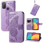 For Alcatel 1S 2021 Butterfly Love Flower Embossed Horizontal Flip Leather Case with Holder & Card Slots & Wallet & Lanyard(Light Purple) - 1