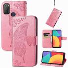 For Alcatel 1S 2021 Butterfly Love Flower Embossed Horizontal Flip Leather Case with Holder & Card Slots & Wallet & Lanyard(Pink) - 1