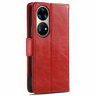 For Huawei P50 Pro CaseNeo Business Splicing Dual Magnetic Buckle Horizontal Flip PU Leather Case with Holder & Card Slots & Wallet(Red) - 3