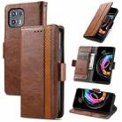 For Motorola Edge 20 Lite CaseNeo Business Splicing Dual Magnetic Buckle Horizontal Flip PU Leather Case with Holder & Card Slots & Wallet(Brown) - 1