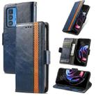 For Motorola Edge 20 Pro CaseNeo Business Splicing Dual Magnetic Buckle Horizontal Flip PU Leather Case with Holder & Card Slots & Wallet(Blue) - 1