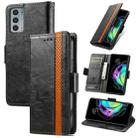 For Motorola Edge 20 CaseNeo Business Splicing Dual Magnetic Buckle Horizontal Flip PU Leather Case with Holder & Card Slots & Wallet(Black) - 1