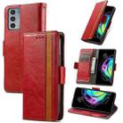 For Motorola Edge 20 CaseNeo Business Splicing Dual Magnetic Buckle Horizontal Flip PU Leather Case with Holder & Card Slots & Wallet(Red) - 1