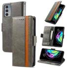 For Motorola Edge 20 CaseNeo Business Splicing Dual Magnetic Buckle Horizontal Flip PU Leather Case with Holder & Card Slots & Wallet(Grey) - 1