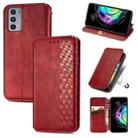 For Motorola Edge 20 Cubic Grid Pressed Horizontal Flip Magnetic PU Leather Case with Holder & Card Slots & Wallet(Red) - 1