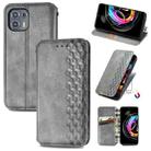 For Motorola Edge 20 Lite Cubic Grid Pressed Horizontal Flip Magnetic PU Leather Case with Holder & Card Slots & Wallet(Grey) - 1