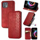 For Motorola Edge 20 Lite Cubic Grid Pressed Horizontal Flip Magnetic PU Leather Case with Holder & Card Slots & Wallet(Red) - 1