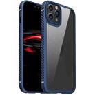 For iPhone 12 Pro Max MG Series Carbon Fiber TPU + Clear PC Four-corner Airbag Shockproof Case(Blue) - 1