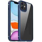 For iPhone 11 MG Series Carbon Fiber TPU + Clear PC Four-corner Airbag Shockproof Case (Blue) - 1