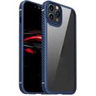 For iPhone 11 Pro Max MG Series Carbon Fiber TPU + Clear PC Four-corner Airbag Shockproof Case (Blue) - 1