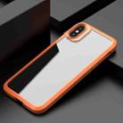 For iPhone X / XS MG Series Carbon Fiber TPU + Clear PC Four-corner Airbag Shockproof Case(Orange) - 1