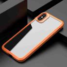 For iPhone XS Max MG Series Carbon Fiber TPU + Clear PC Four-corner Airbag Shockproof Case(Orange) - 1