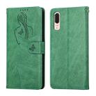 For Huawei P20 Beauty Girl Embossing Pattern Horizontal Flip Leather Case with Holder & Card Slot & Wallet & Photo Frame(Green) - 1