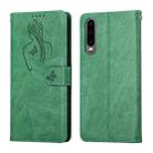 For Huawei P30 Beauty Girl Embossing Pattern Horizontal Flip Leather Case with Holder & Card Slot & Wallet & Photo Frame(Green) - 1