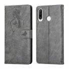 For Huawei P30 Lite Beauty Girl Embossing Pattern Horizontal Flip Leather Case with Holder & Card Slot & Wallet & Photo Frame(Grey) - 1