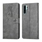 For Huawei P30 Pro Beauty Girl Embossing Pattern Horizontal Flip Leather Case with Holder & Card Slot & Wallet & Photo Frame(Grey) - 1