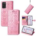 For Blackview A100 Lovely Cat and Dog Embossing Pattern Horizontal Flip Leather Case , with Holder & Card Slots & Wallet & Cartoon Clasp & Lanyard(Pink) - 1