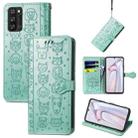 For Blackview A100 Lovely Cat and Dog Embossing Pattern Horizontal Flip Leather Case , with Holder & Card Slots & Wallet & Cartoon Clasp & Lanyard(Green) - 1