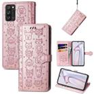 For Blackview A100 Lovely Cat and Dog Embossing Pattern Horizontal Flip Leather Case , with Holder & Card Slots & Wallet & Cartoon Clasp & Lanyard(Rose Gold) - 1