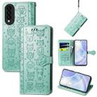 For Huawei nova 8 SE Youth Lovely Cat and Dog Embossing Pattern Horizontal Flip Leather Case , with Holder & Card Slots & Wallet & Cartoon Clasp & Lanyard(Green) - 1