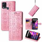 For Infinix Hot 10T Lovely Cat and Dog Embossing Pattern Horizontal Flip Leather Case , with Holder & Card Slots & Wallet & Cartoon Clasp & Lanyard(Pink) - 1